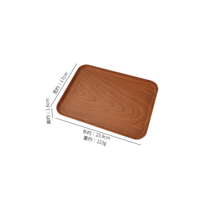 Rectangular Faux Wood Grain Serving Tray for Tea and Snacks in Hotel and Cafe