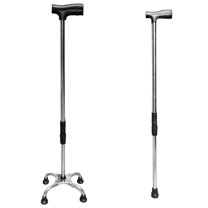 Adjustable Stainless Steel Crutch for Elderly with Anti-Slip Design and Four Legs