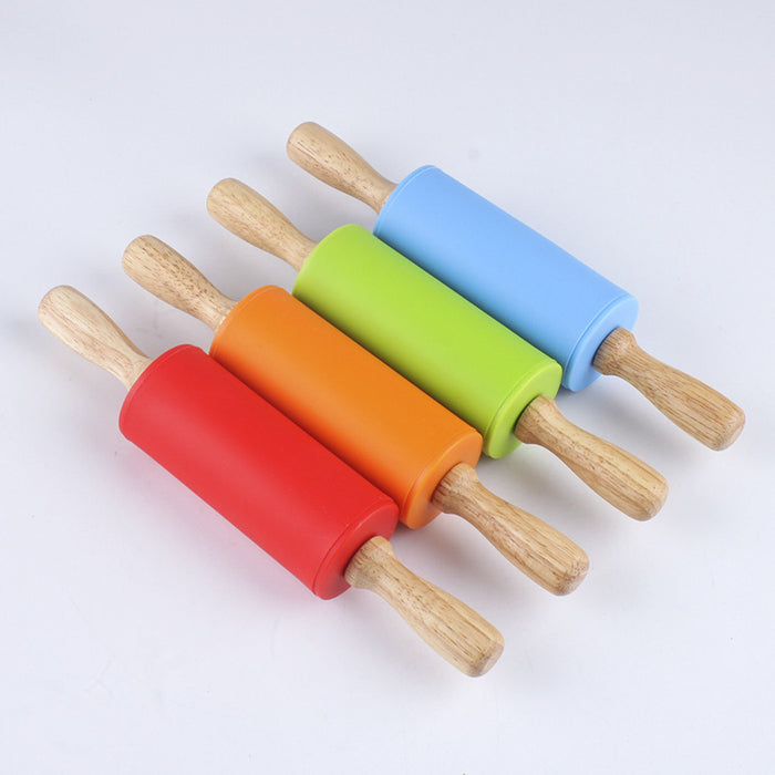 Professional Grade Silicone Rolling Pin with Non-Stick Surface and Ergonomic Solid Wood Handles