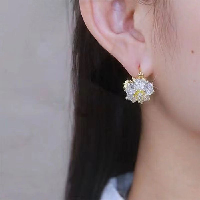 Elegant ladies' double headed earrings with double-sided ear clips