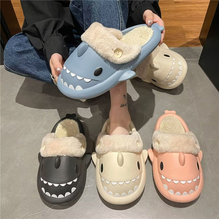 Cute Shark Design Cotton Slippers for Women and Couples