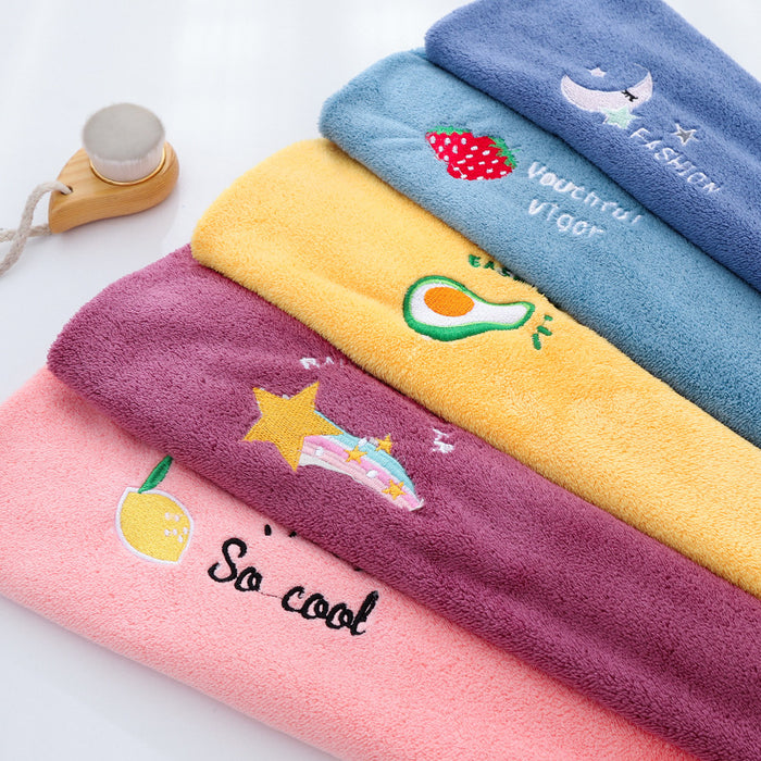 Wholesale Coral Fleece Dry Hair Cap Embroidery Absorbent Dry Hair Towel Triangle Hat Ladies Long Hair Wipe Head Bag Head Towel Shower Cap