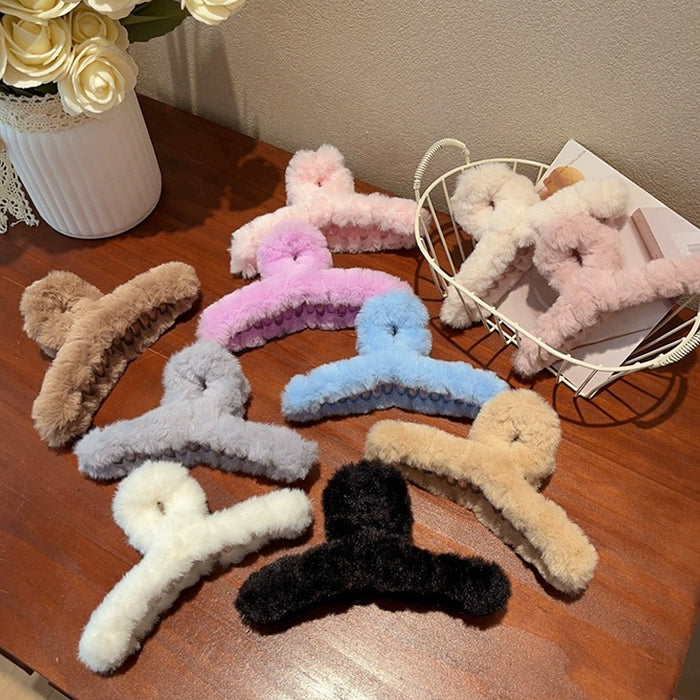 Fashionable Plush Hair Clips for Autumn and Winter