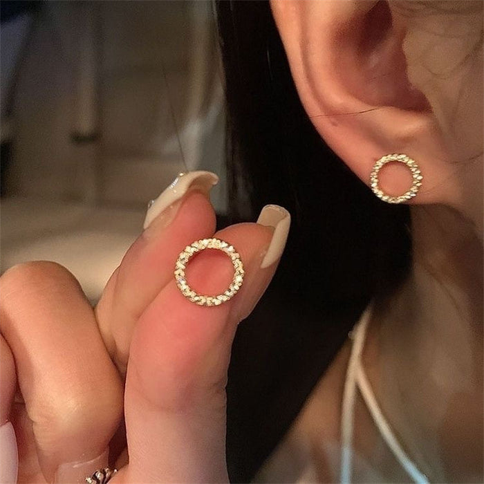 Sparkling Rhinestone Stylish Round Earrings