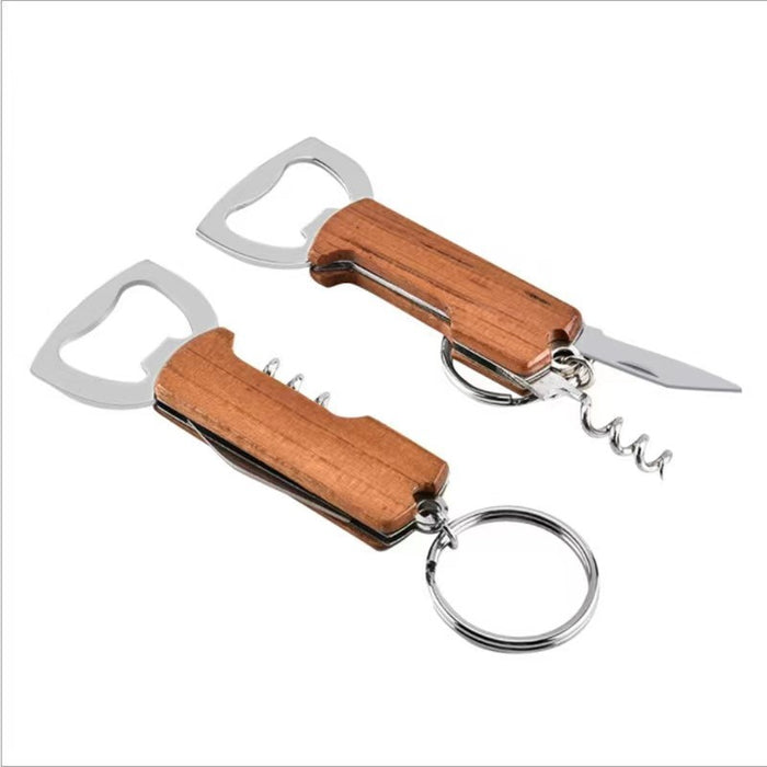 Multi-Functional 3-in-1 Stainless Steel Pocket Knife Wine and Beer Bottle Opener with Keychain