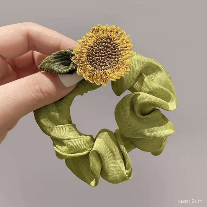 Stylish Sunflower Hair Ties with Sheer Fabric for Girls and Women