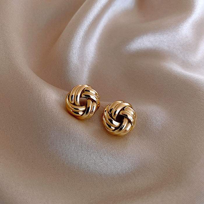 Fashionable and Simple Round Knot Ball Earrings