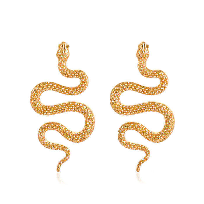 Fashionable and Bold Snake-Shaped Stud Earrings with Unique Personality