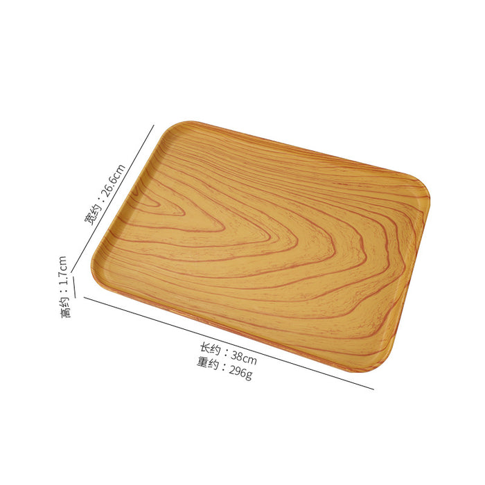 Rectangular Faux Wood Grain Serving Tray for Tea and Snacks in Hotel and Cafe