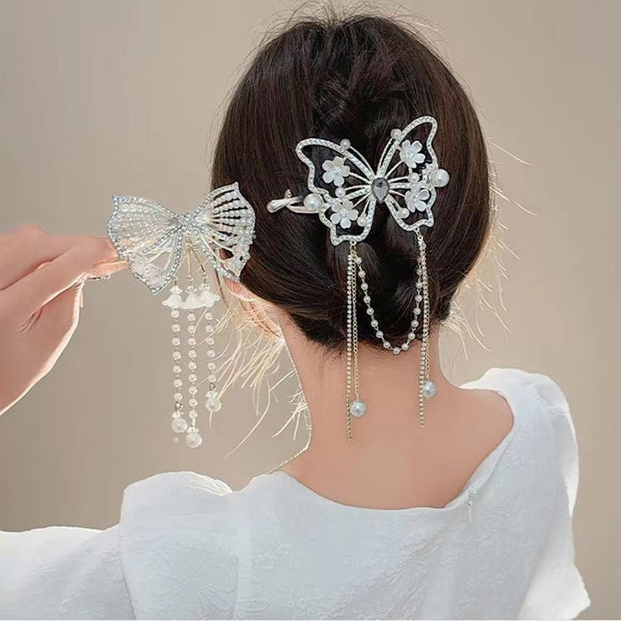 Deluxe Fish Tail Tassel Hair Clip Light Luxury Butterfly Twist Clip