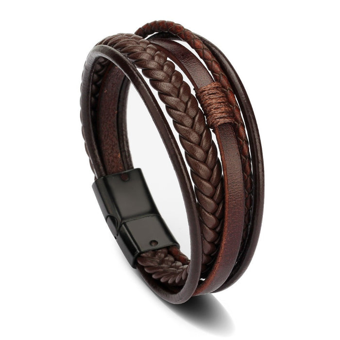 Men's handmade ethnic style leather bracelet