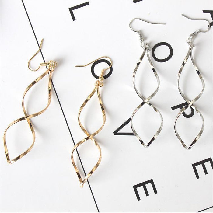 Retro Women's Wavy Curve Design Spiral Earrings