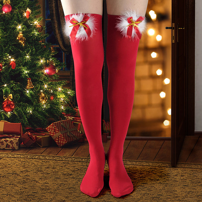 Holiday Bowtie Tights Thigh Highs Sexy Christmas Stockings