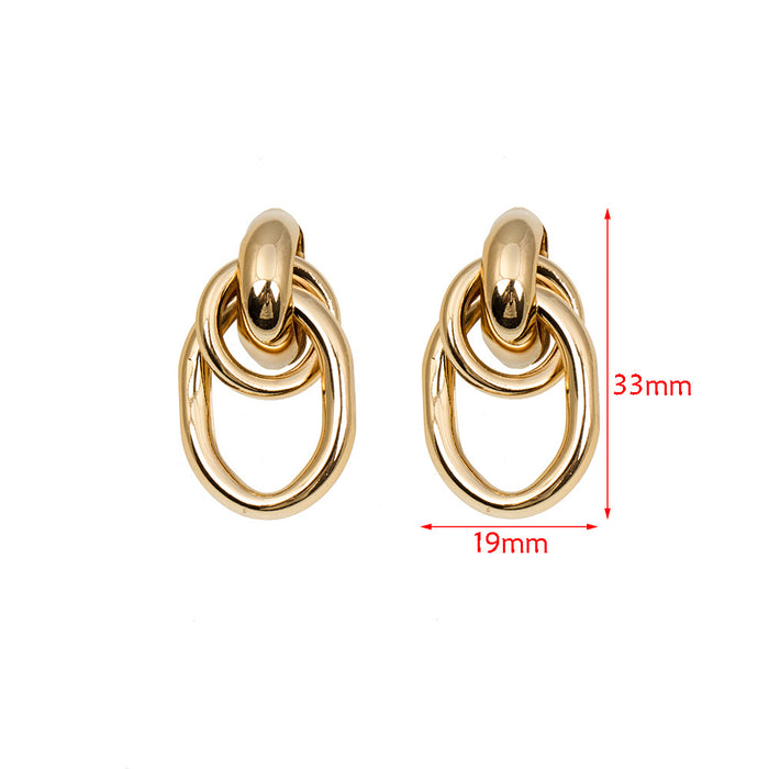 Vintage Hollow Tube Dangle Earrings Women's Classic Circle Earrings