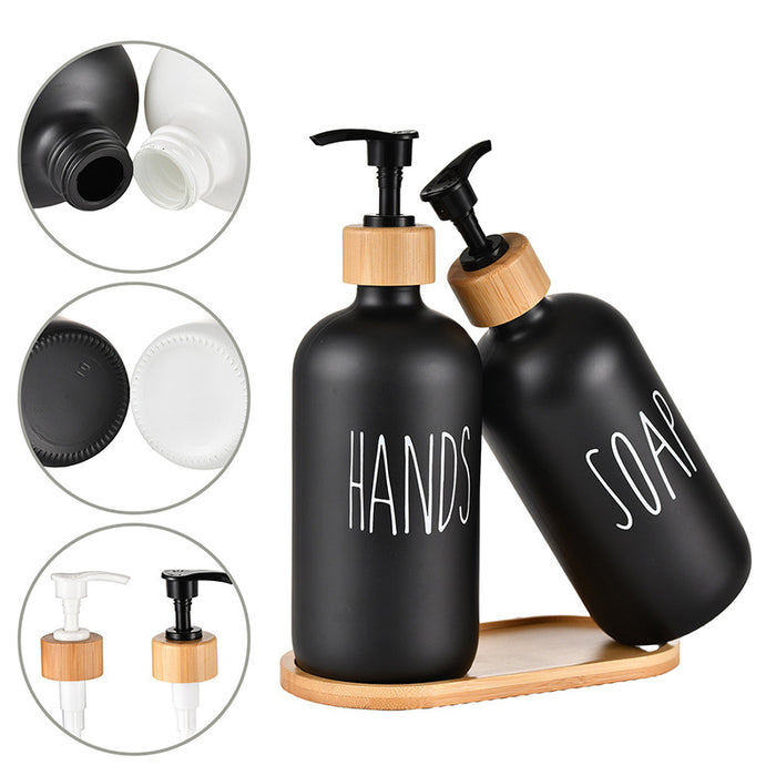 Press pump head vial shampoo body wash bottle black and white 500ml