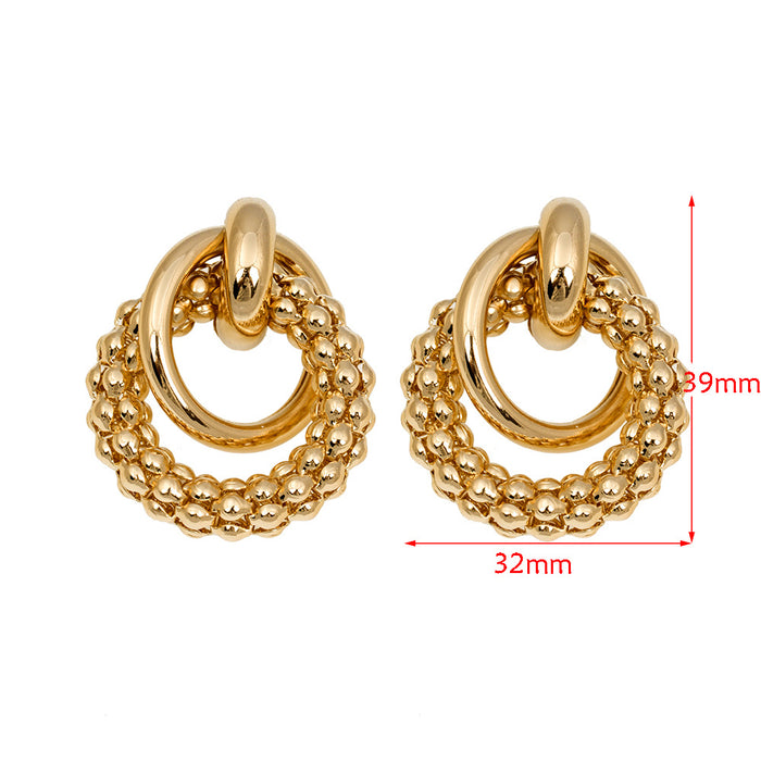 Vintage Hollow Tube Dangle Earrings Women's Classic Circle Earrings