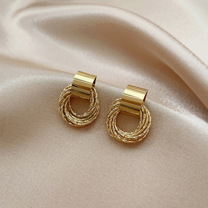 Sweet and Elegant Earrings with Hollow Circle and Multilayer Wrapping