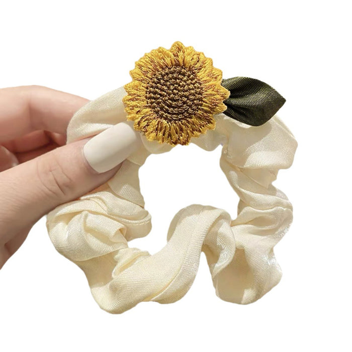 Stylish Sunflower Hair Ties with Sheer Fabric for Girls and Women