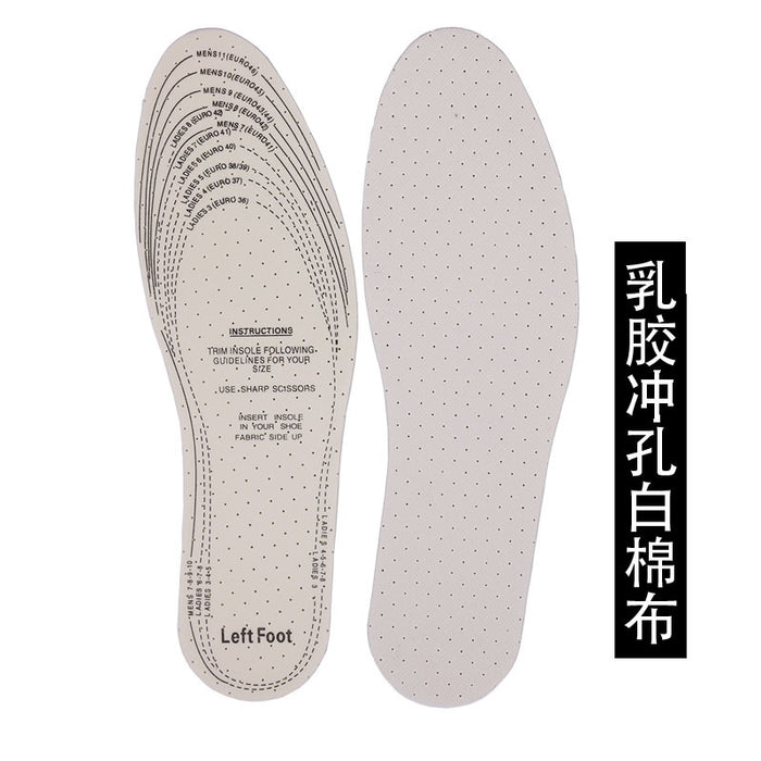 Breathable and sweat wicking white perforated latex insole