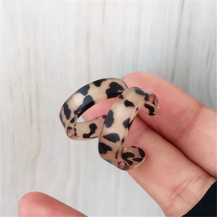 Leopard Print Acrylic C-shaped Women's Earrings, Retro Style