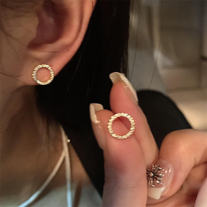 Sparkling Rhinestone Stylish Round Earrings