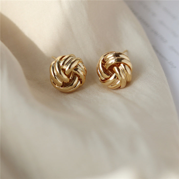 Fashionable and Simple Round Knot Ball Earrings