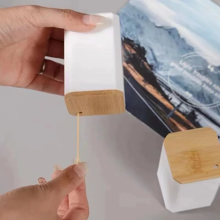 Stylish portable wooden toothpick holder