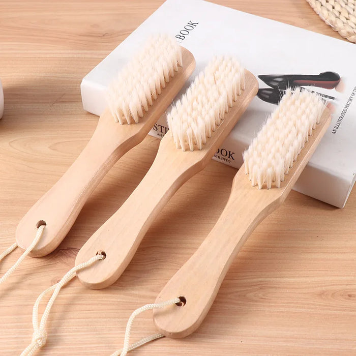 Multifunctional shoe brush with soft bristles and wooden handles for clothes and beds