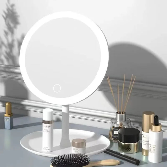 Smart LED Makeup Mirror for Girls with Dimmable Light, 360 Degree Rotation and Touch Screen Control