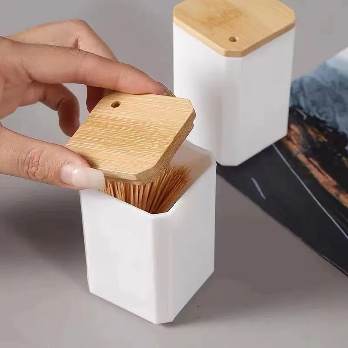 Stylish portable wooden toothpick holder