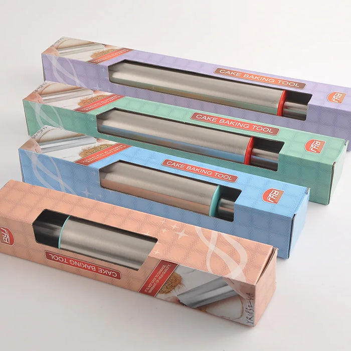 Premium Stainless Steel Rolling Pin with Comfortable Wooden Handles - Great for Baking and Pastries