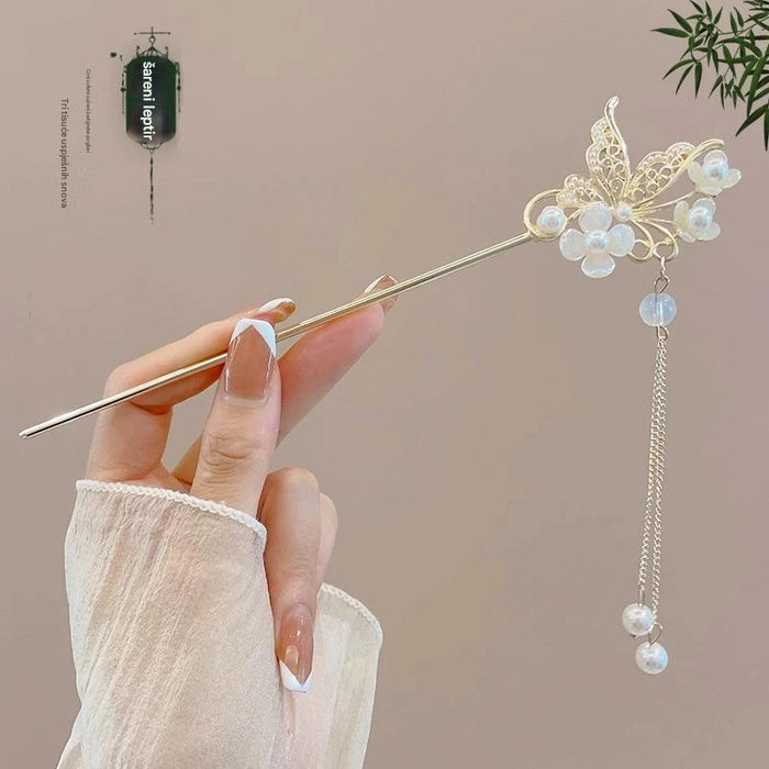 Elegant Hairpin with Tassel and Flower Design for Women's Traditional Chinese Dress