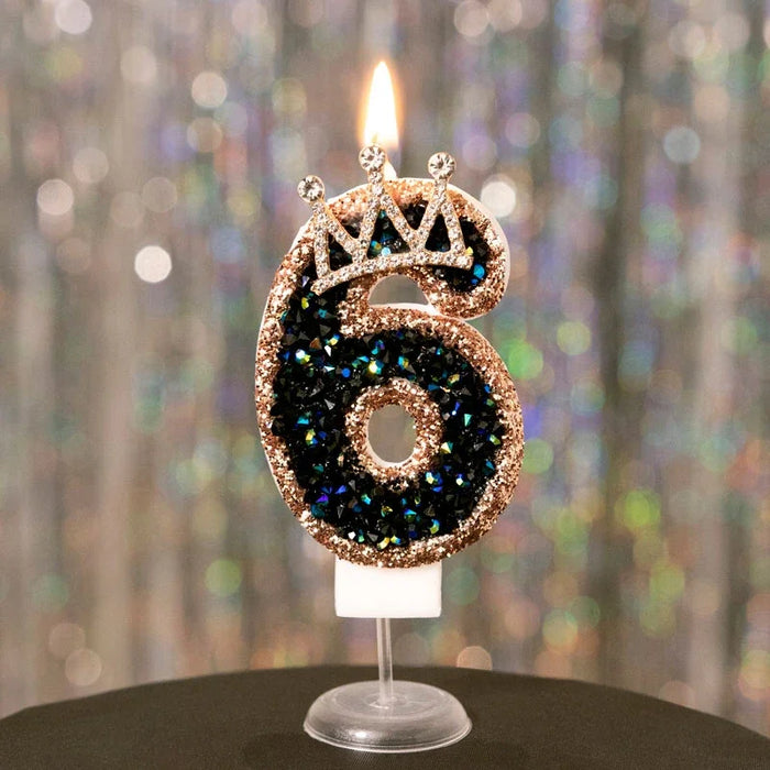 Black Diamond Crown Birthday Digital Candle