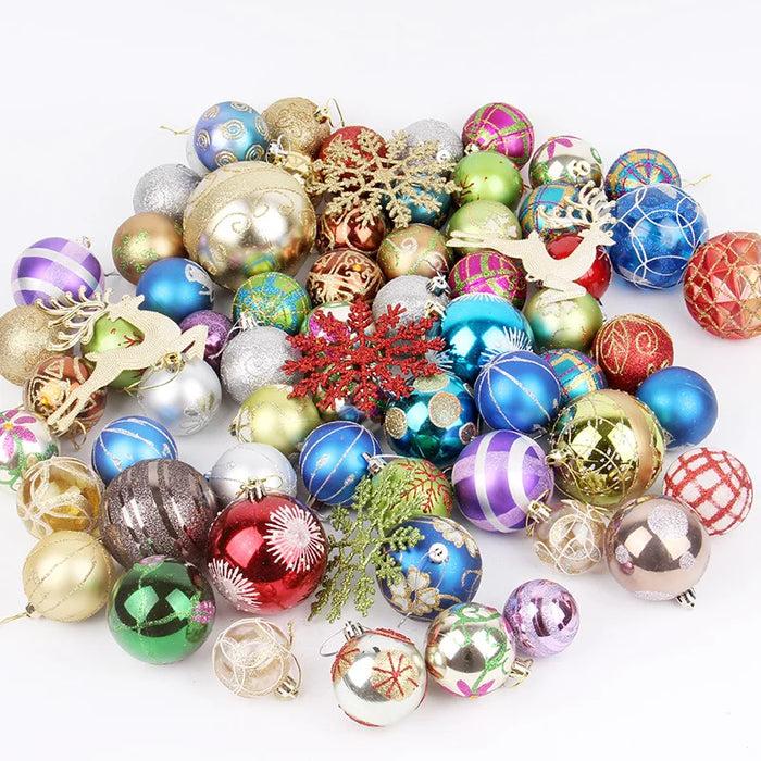 Christmas decorations - sparkling balls on trees, mantels and windows