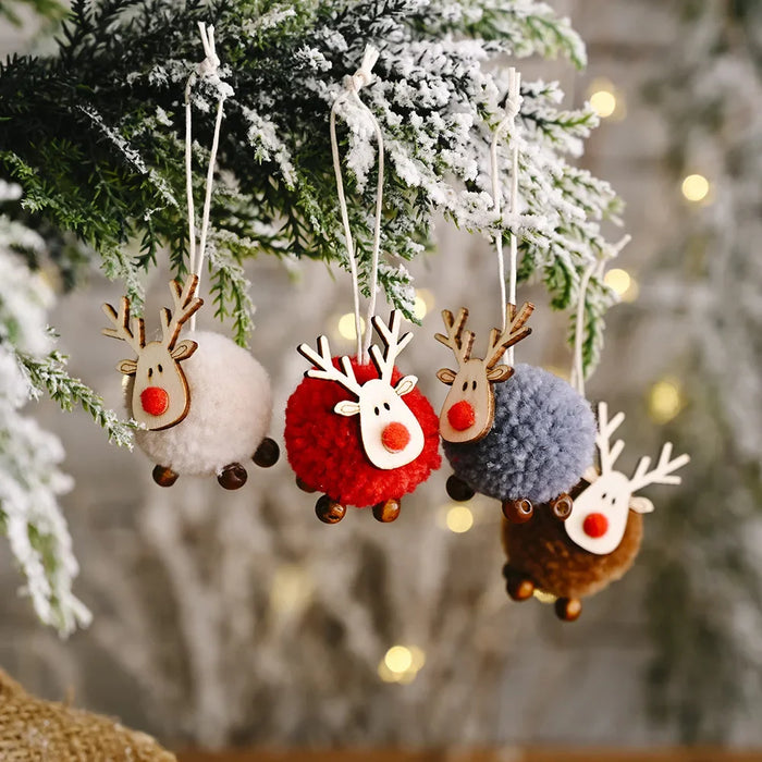 Christmas Tree Ornaments - Cute Reindeer Wool Felt Hanging Ornaments