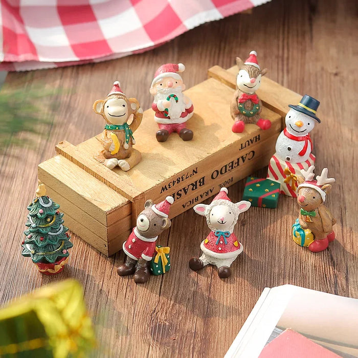 Cute miniature animal resin statue set for Christmas decoration