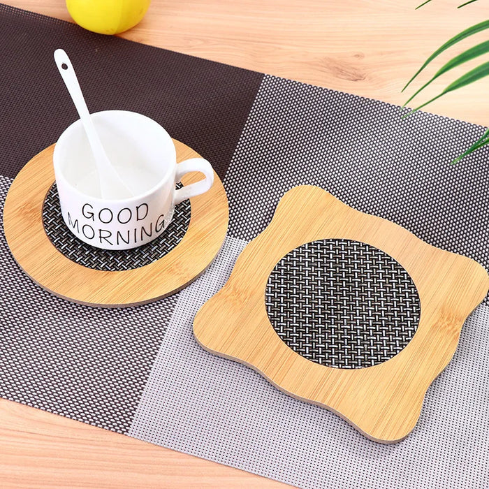 Eco-friendly Wooden Mats & Pads for Dining Table, Non-Slip Heat Insulation Placemats & Coasters Set