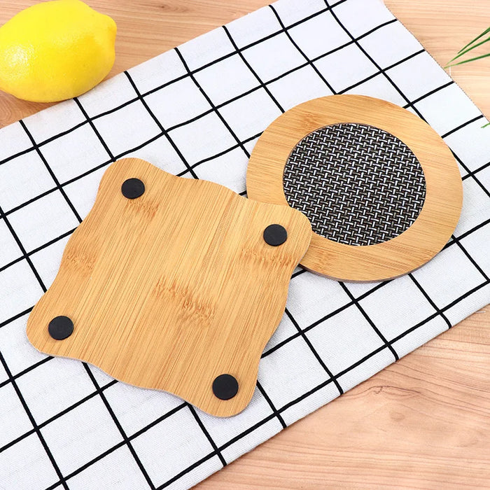 Eco-friendly Wooden Mats & Pads for Dining Table, Non-Slip Heat Insulation Placemats & Coasters Set