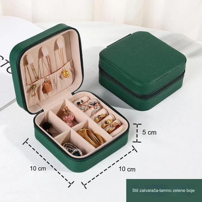 Portable PU Leather Jewelry Travel Case for On-the-Go Storage - Ideal for Earrings, Necklaces, Rings, and Bracelets