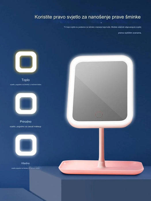 Foldable Makeup Mirror with LED Lights - Portable and Rechargeable Vanity Mirror for Dressing Table