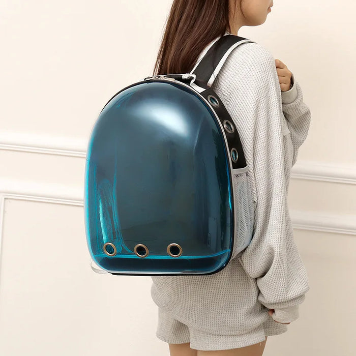 Transparent space capsule cat backpack with breathable design