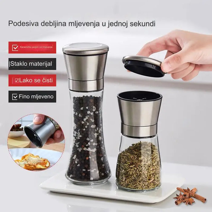 Kitchen seasoning ground with stainless steel pepper