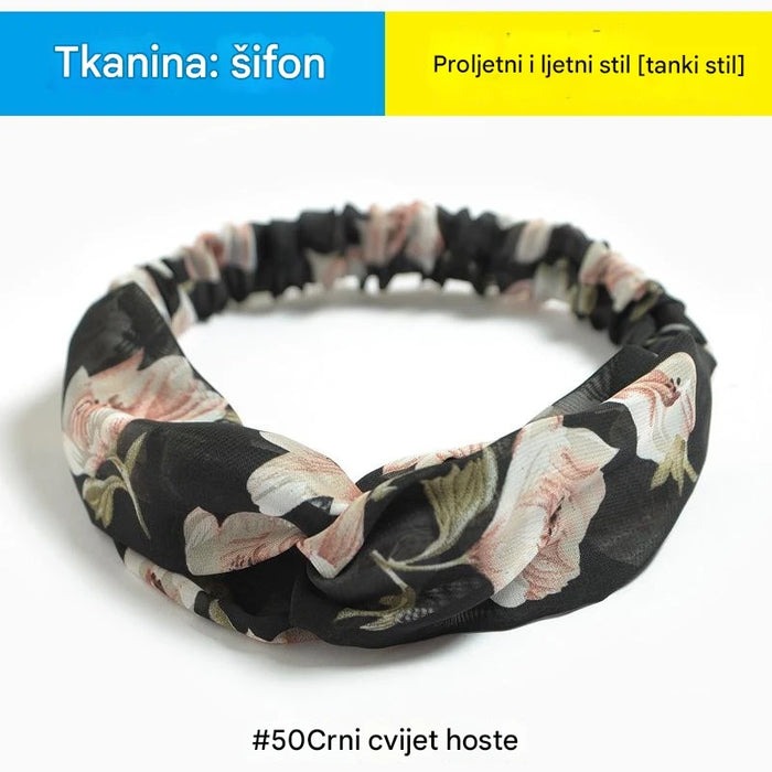 Trendy Cross Elastic Chiffon Headband for Women Hair Accessories