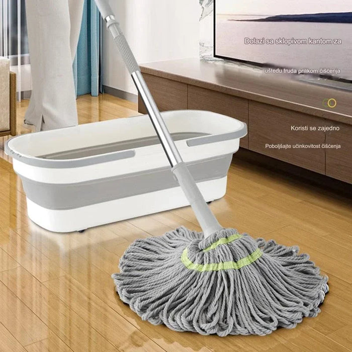 Hands-Free Wringing Mop, Lazy Household Spin Mop with Fiber Cloth Absorbent Squeegee for Cleaning Floors