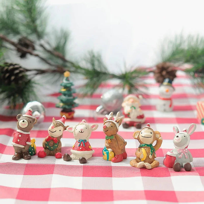 Cute miniature animal resin statue set for Christmas decoration