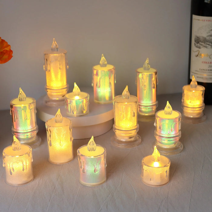 Innovative decoration with transparent electronic candles and starry sky crystal tea lamps