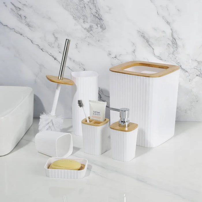 Modern Square Bathroom Accessories Set with Toothbrush Holder and Toilet Brush - Matching Set for Bathroom Décor