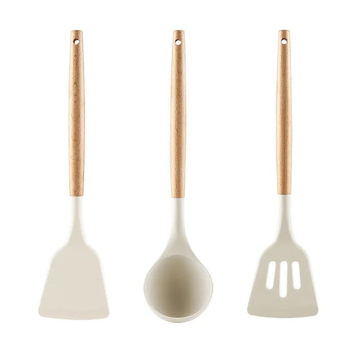 Solid wood handle silicone kitchenware food grade high temperature resistant spatula