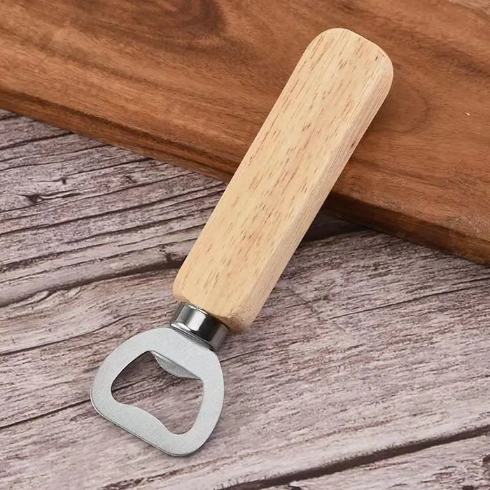 Wooden handle beer bottle opener