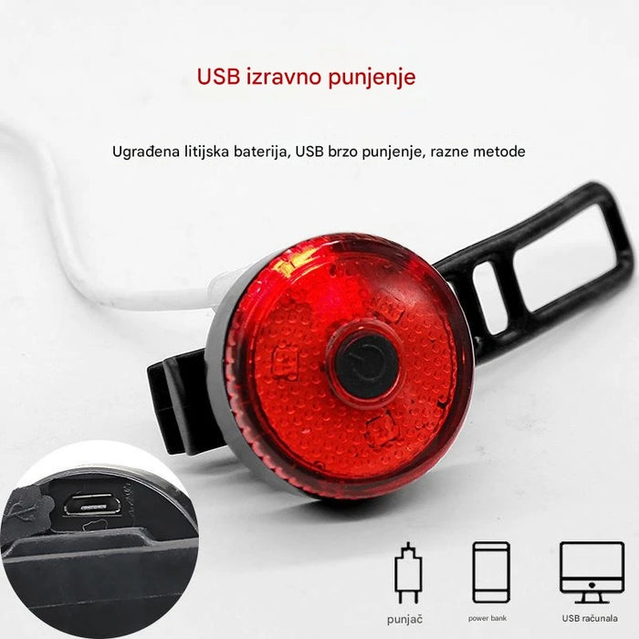 Adjustable Strap USB Rechargeable Bicycle Tail Light for Mountain Bikes and Night Riding